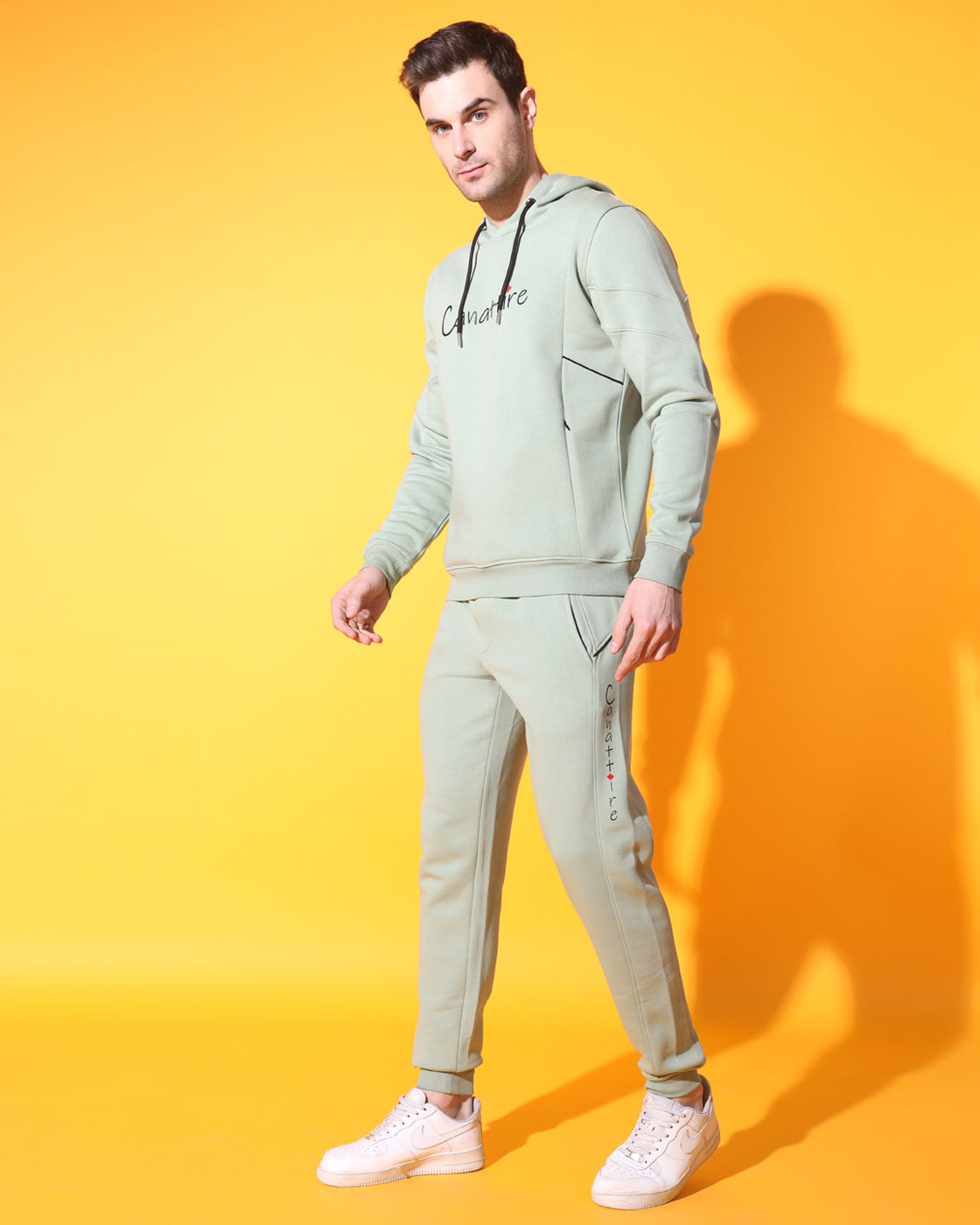 StealthFit Pistachio Green : Unisex Track Suit with Concealed Zip Pocket Hoodie and Cut & Sew Detail