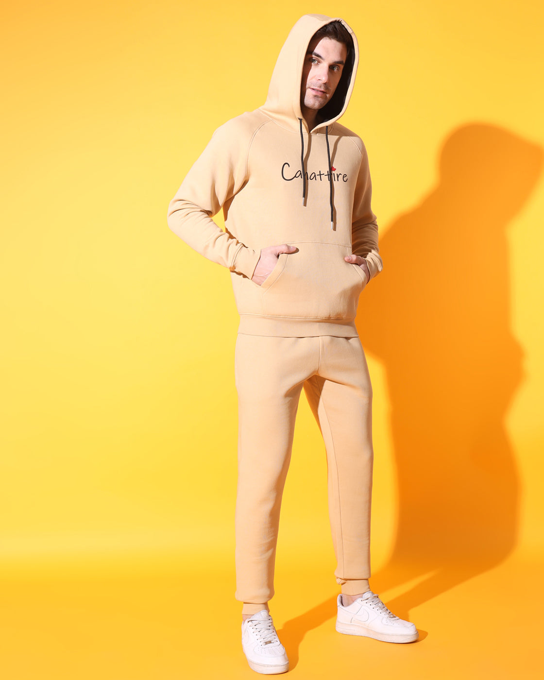 Neutral Chic: Unisex Beige Tracksuit with Raglan Sleeves