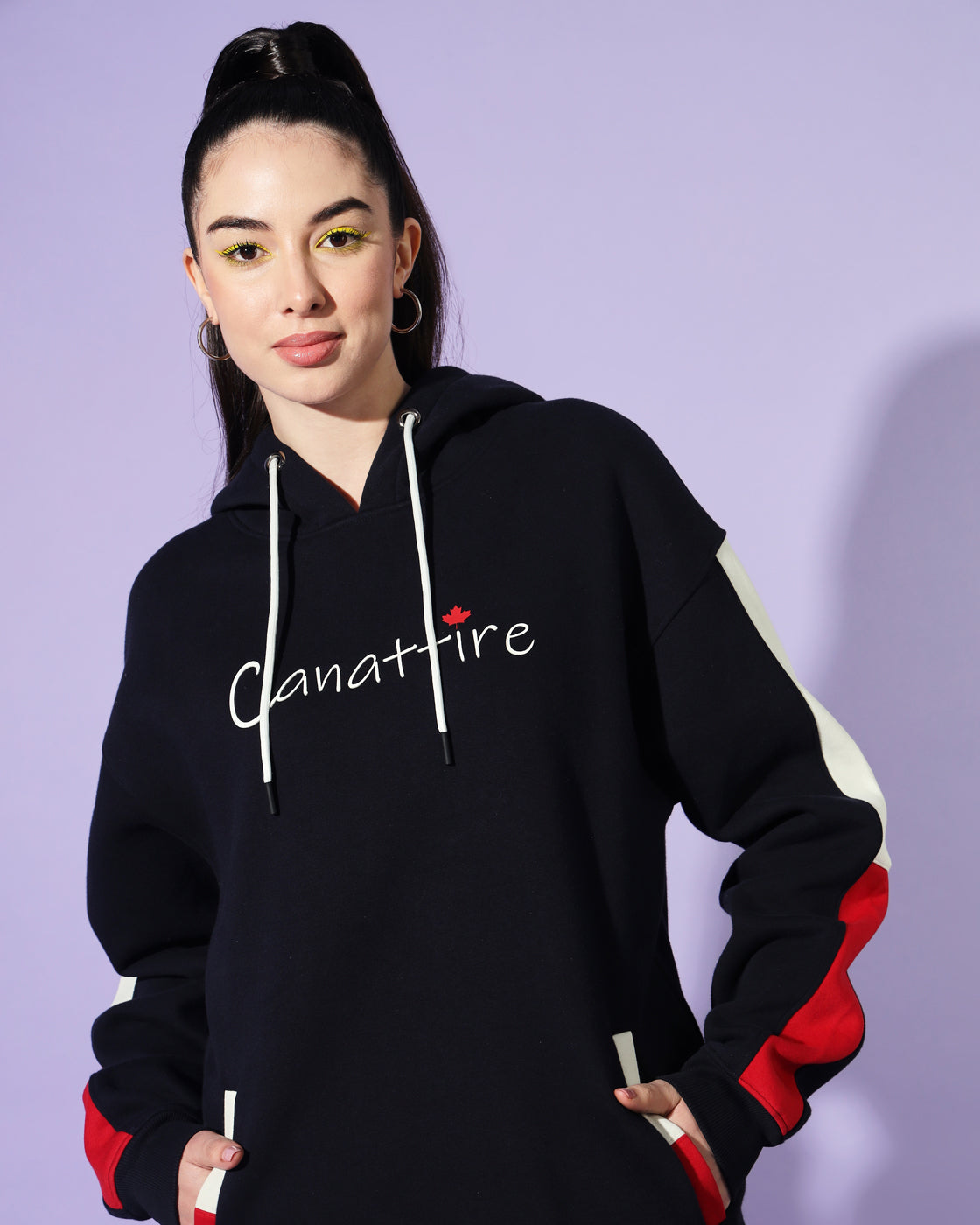 Dynamic Navy Track Suit: Bold Red and White Panel Design for Unisex Style