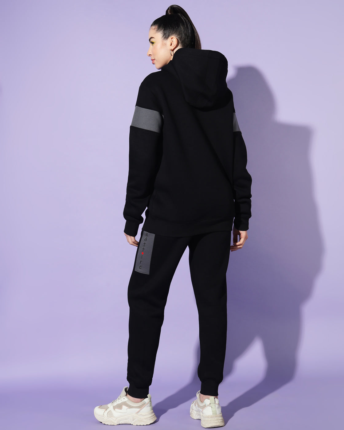 Shadow Slate: Unisex Black Track Suit with Timeless Deep Grey Accents