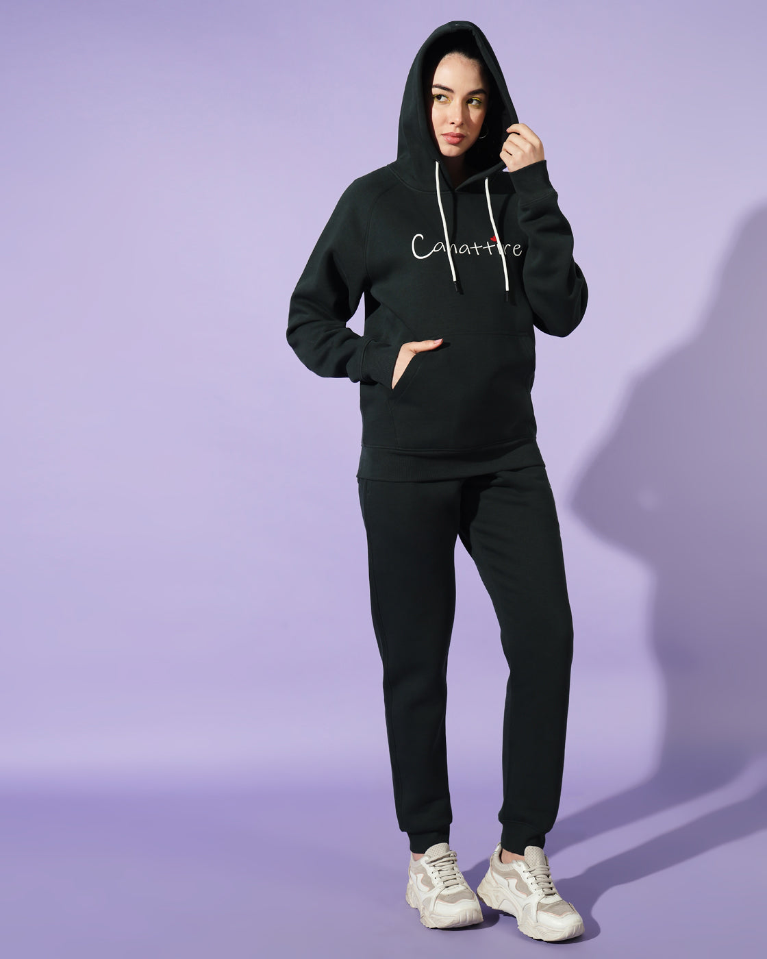 Stealth Navy Unisex Track Suit: Hoodie with Concealed Zip Pocket and Cut & Sew Details