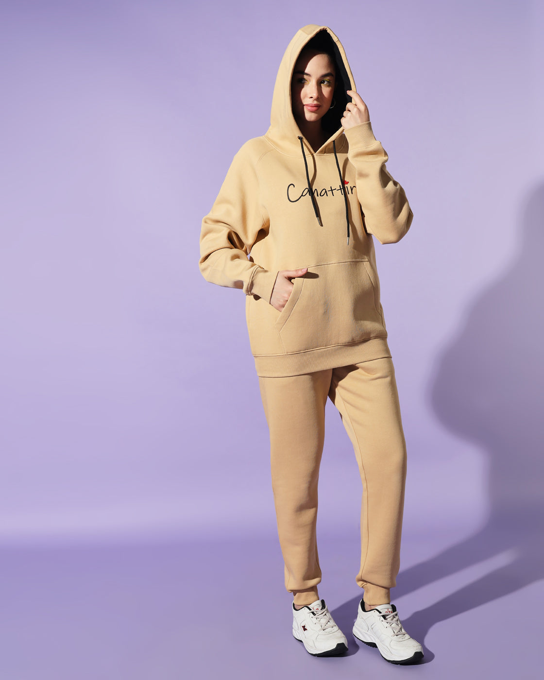 Neutral Chic: Unisex Beige Tracksuit with Raglan Sleeves