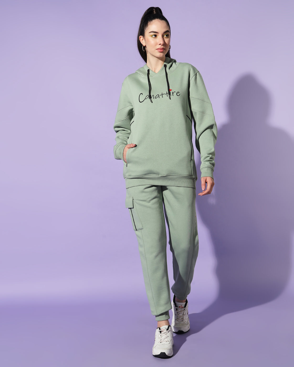 StealthFit Pistachio Green : Unisex Track Suit with Concealed Zip Pocket Hoodie and Cut & Sew Detail